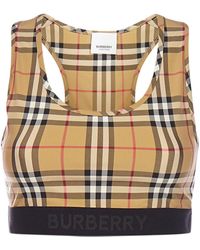 Burberry Logo Detail Vintage Check Bra Top - Multicolour