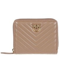 Pinko - Logo Plaque Quilted Zipped Wallet - Lyst