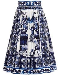 Dolce & Gabbana - Majolica-print Poplin Midi Skirt - Lyst