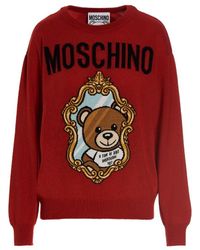 Moschino Red Teddy Knit Sweater