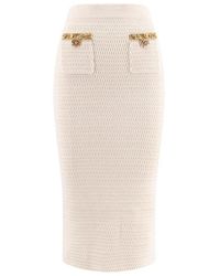 スカート [SELF PORTRAIT] Long Lurex Knit Skirt Cream Lurex Knit Cardigan – self-portrait-US
