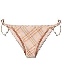 Burberry - Check Printed Self-Tied Bikini Bottoms - Lyst