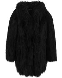 Saint Laurent - Faux Fur Long-sleeved Coat - Lyst