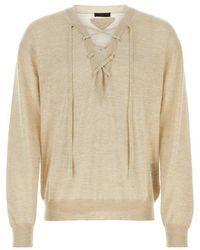 Prada - Criss-cross V-neck Knit Sweatshirt - Lyst