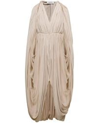 Lanvin - Long Cape Drape Dress - Lyst
