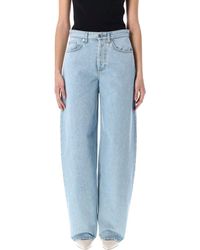 Mugler - High-Waisted Laced-Up Wide Leg Jeans - Lyst