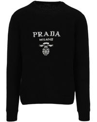 Prada - Logo Wool And Cashmere Sweater - Lyst