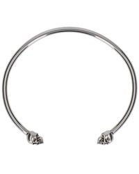 Alexander McQueen Thin Twin Skull Bracelet - Metallic