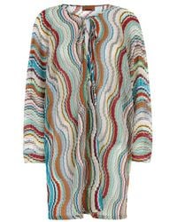 Missoni - Lamé Wave Motif Long-Sleeved Cover-Up Kaftan - Lyst