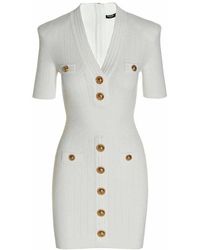 Balmain - Knitted Button-embellished Minidress - Lyst