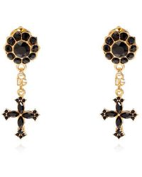Dolce & Gabbana - Cross Drop Clip On Earrings - Lyst