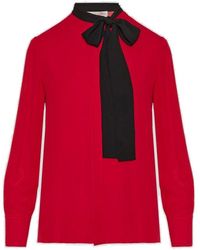Valentino - Scarf Detailed Long Sleeve Blouse - Lyst