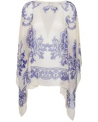 Etro - All-Over Paisley Printed Satin Cape - Lyst