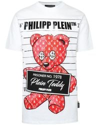 Philipp Plein White Cotton Teddy Bear T-shirt - Multicolour