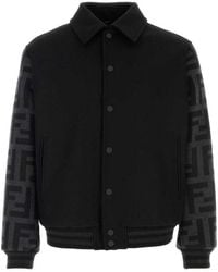 Fendi - Logo Detailed Bomber Jacket - Lyst