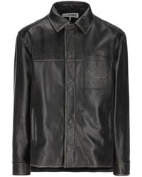 Loewe - Long-sleeved Leather Shirt - Lyst