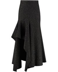 Alexander McQueen High Waist Asymmetric Skirt - Black