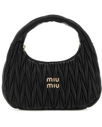 Miu Miu - Black Nappa Leather Miu Wander Handbag - Lyst
