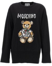 Moschino - Teddy Bear Jacquard Crewneck Sweater - Lyst