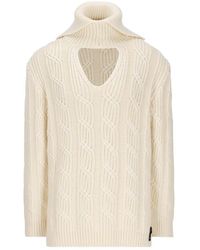 Fendi Cut-out Detailed Turtleneck Sweater - White