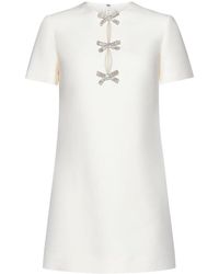 Valentino - Crepe Couture Bow Detailed Short-sleeved Dress - Lyst