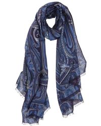 Blue Mens Accessories Scarves and mufflers for Men Etro Silk Man Pochette in Blue,Black 