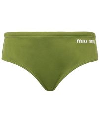 Miu Miu - Logo-Embroidered Stretched Bikini Bottoms - Lyst