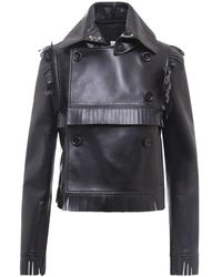 Burberry Leather Fringe Edge Jacket - Black