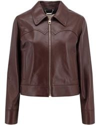 Chloé - Leather Jacket Casual Jackets, Parka - Lyst