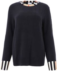 Burberry Icon Stripe Trim Sweater - Black