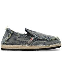 DIESEL - D-Lukas Esp Distressed Denim Espadrille Loafers - Lyst
