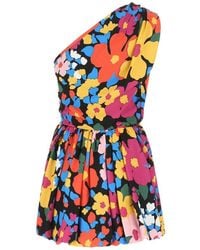 Saint Laurent - Floral Printed One-shoulder Midi Dress - Lyst