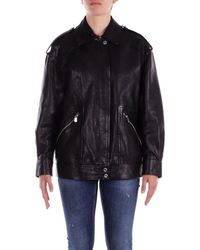 Pinko - Press-Stud Fastened Leather Jacket - Lyst