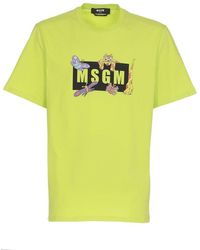 MSGM Funny Tiger Logo Box T-shirt - Yellow