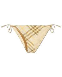 Burberry - Check-printed Side-tied Bikini Briefs - Lyst