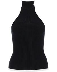 MSGM - Ribbed Tank Top With Halterneck - Lyst