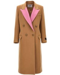 MSGM - Contrast Lapel Coat Coats, Trench Coats - Lyst