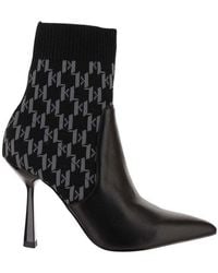 Karl Lagerfeld - High Heel Monogram Ankle Boots - Lyst