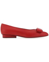 Ferragamo Viva Ballet Flat Shoes - Red