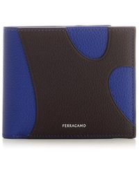 Ferragamo - Black Wallet With Blue Cut Out - Lyst