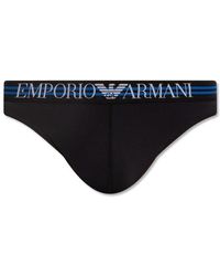 Emporio Armani Thong With Logo - Black