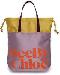 See By Chloé Logo Printed Drawstring Tote Bag - Multicolour