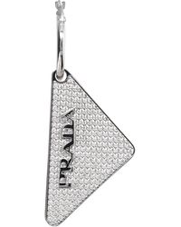 Prada Crystal Logo Jewels Left Earring - Grey