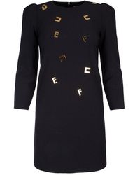 Elisabetta Franchi - Logo Lettering Double Layer Mini Dress - Lyst