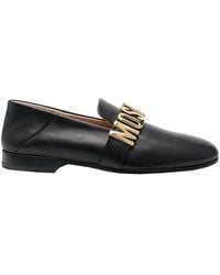 Moschino - Logo Plaque Round-toe Loafers - Lyst