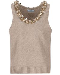 Prada - Sequin Embellished Knitted Tank Top - Lyst