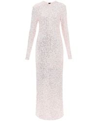 Ganni - Sequin Embellished Crewneck Long-Sleeved Dress - Lyst