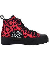 Dolce & Gabbana Printed Quilted Mid-top Sneakers - Red