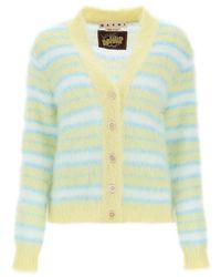 Marni - Cardigan In Striped Brushed Mohair - Lyst