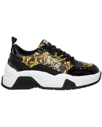 Versace Jeans Couture Barrocco Printed Lace-up Trainers - Black